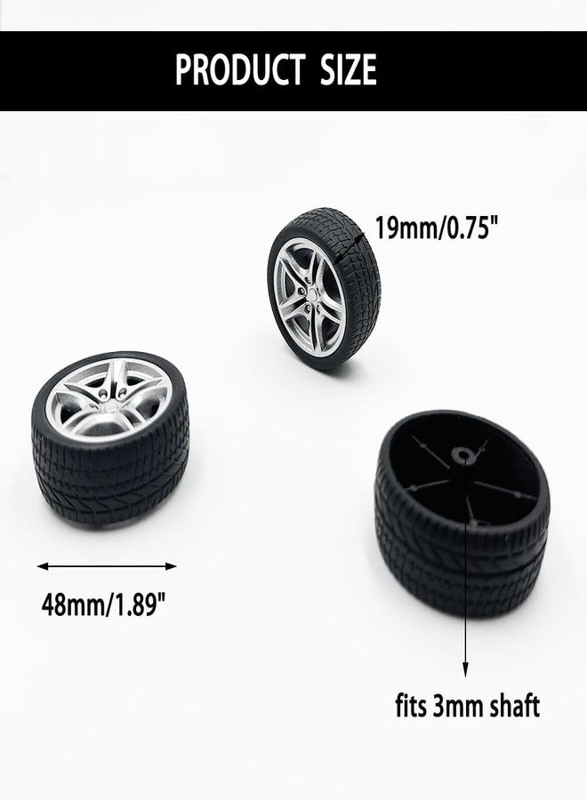 URIMPAVIDO 10PCS Toy Car Wheel 48mm Toy Car Rubber Tire Wheels with 5PCS Shaft Round Rod Axles for RC Car Truck Robot DIY Model Toy Parts - Image 4